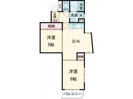 松陰ハイツ(2DK/2階)の間取り写真