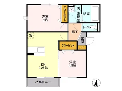 レジデンス3(2LDK/3階)の間取り写真