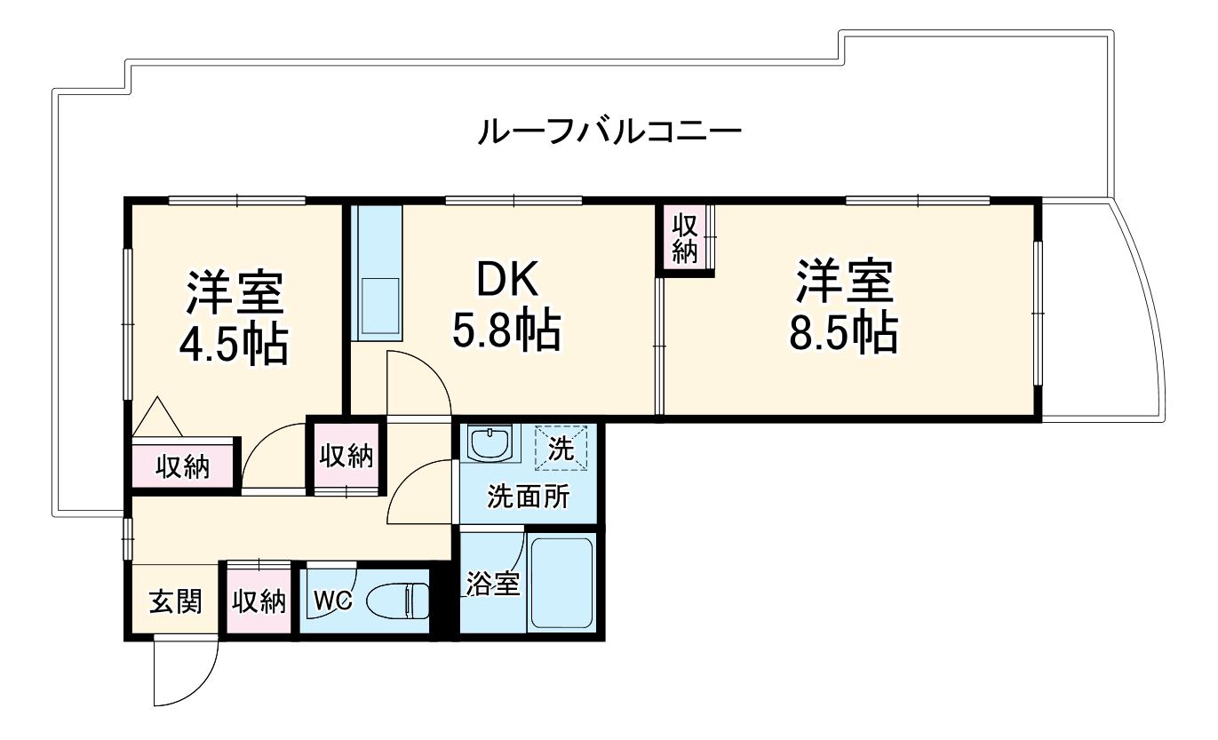 サンセール梶ヶ谷(2DK/3階)の間取り写真