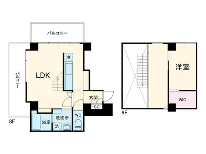 アウスレーベン都島I(1SLDK/8階)の間取り写真