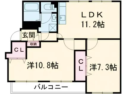 長岡天神ハイツ6号棟(2LDK/5階)の間取り写真