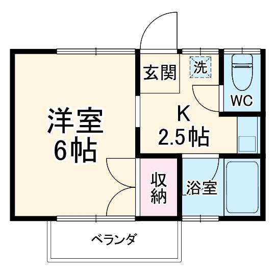 メモリー市ヶ尾(1K/2階)の間取り写真