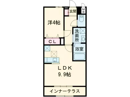 グリーンコートつくば A棟(1LDK/1階)の間取り写真