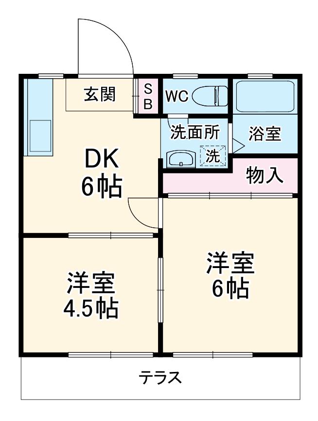 センチュリーピラ(2DK/1階)の間取り写真