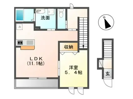 クレディール(1LDK/2階)の間取り写真