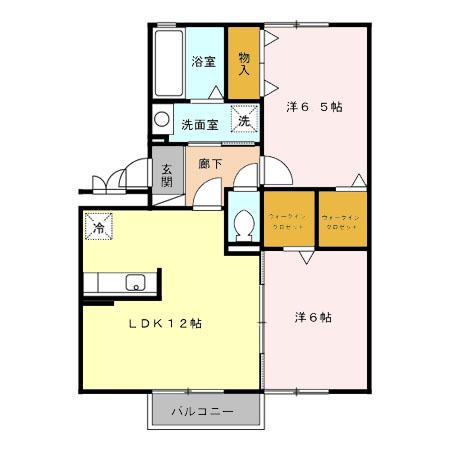 リビングタウン荒池(2LDK/1階)の間取り写真
