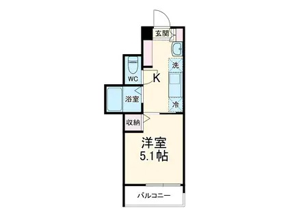 MELDIA秋山(1K/1階)の間取り写真