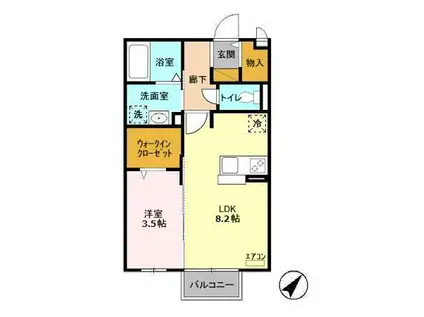 ラマージュおおたかの森(1LDK/1階)の間取り写真