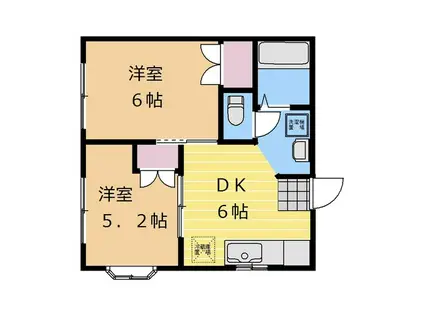 ヴィラ鹿沼台(2DK/1階)の間取り写真