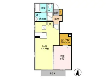 パストラル(1LDK/1階)の間取り写真