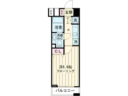 ファーストリアルタワー新宿(1K/19階)の間取り写真