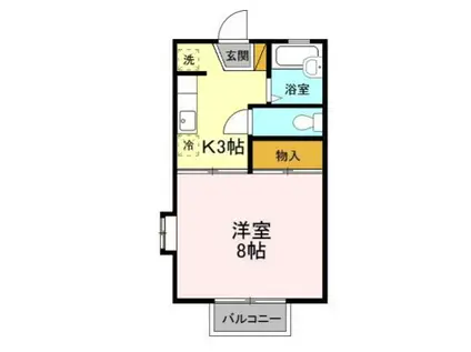 ライトハウス2(1K/2階)の間取り写真