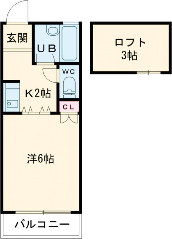 クレセントハイツ本町2PART2(ワンルーム/2階)の間取り写真