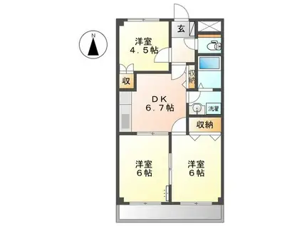 サーフィス21(3DK/2階)の間取り写真