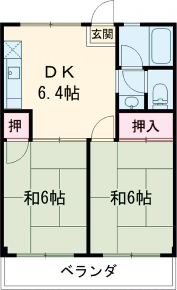 サニーハイツ竹ノ塚(2DK/5階)の間取り写真
