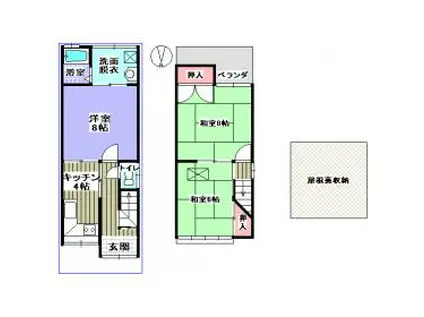 太秦宮ノ前町貸家(3K)の間取り写真