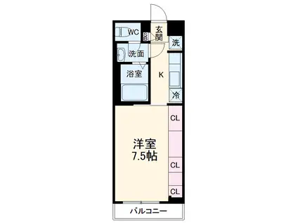 リブリ・プモリⅡ(1K/3階)の間取り写真