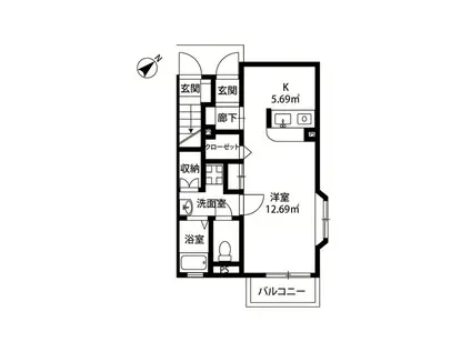 アムール新町(1K/1階)の間取り写真