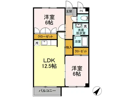 レジデンス山崎(2LDK/3階)の間取り写真