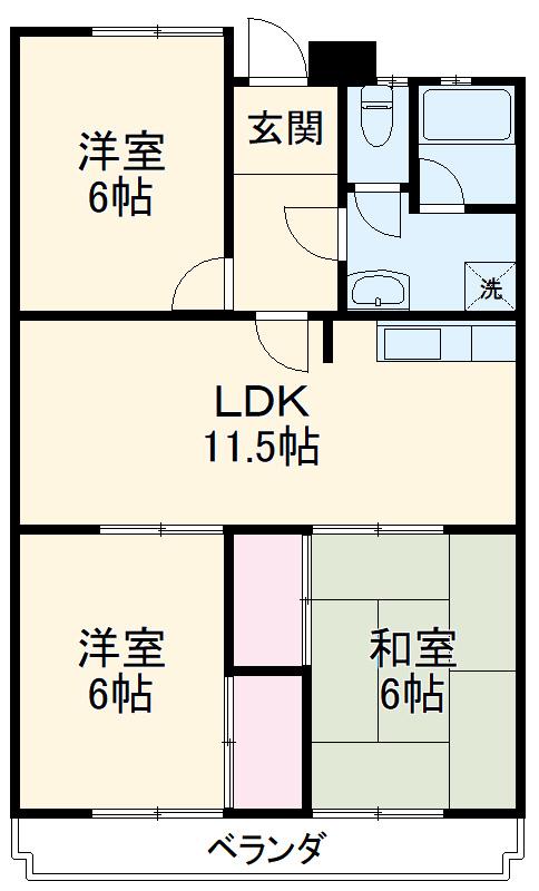 第2橋本マンション(3LDK/1階)の間取り写真