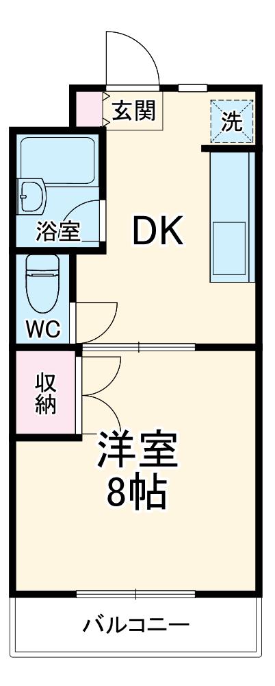 ハイツサンフラワー(1DK/2階)の間取り写真