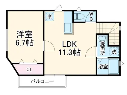 佐野町3丁目アパート(1LDK/2階)の間取り写真