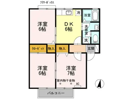 メゾンヤマショーII B(3DK/2階)の間取り写真