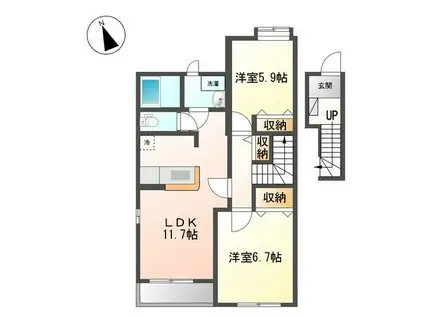 BIRD・VERT(2LDK/2階)の間取り写真
