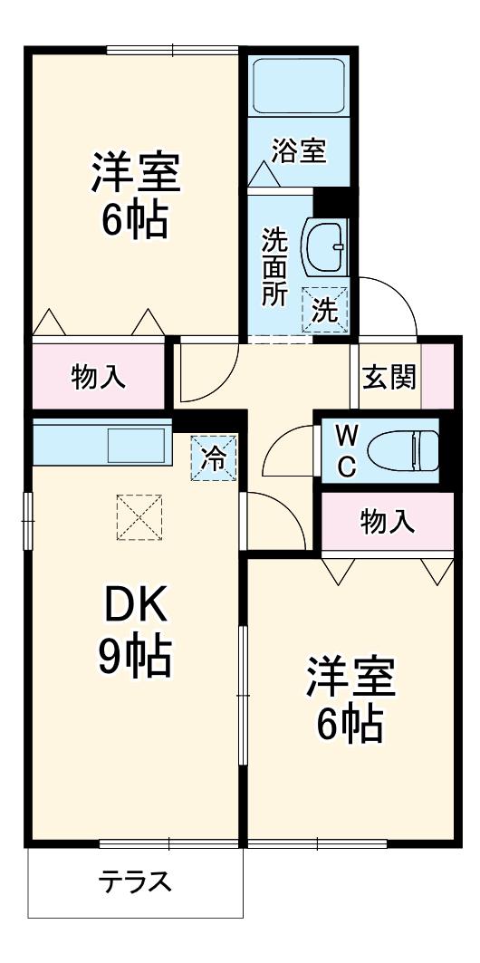 セジュールふじみ(2DK/1階)の間取り写真