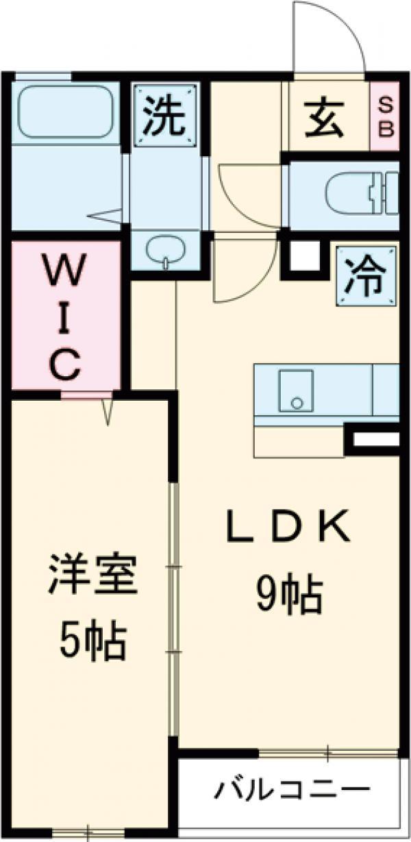 ソレアード町田(1LDK/2階)の間取り写真