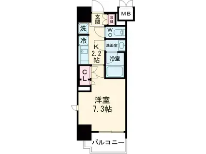 プラネソシエ西新井(1K/7階)の間取り写真