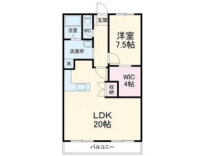 BEL AIR GARDEN(1LDK/2階)の間取り写真