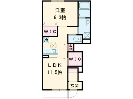 シャルマンコートA(1LDK/1階)の間取り写真