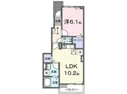 ネオ エルブ Ⅲ(1LDK/1階)の間取り写真