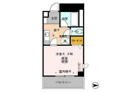 G.MウエストハイツA(1K/4階)の間取り写真