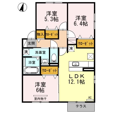 DROOM-善(3LDK/1階)の間取り写真