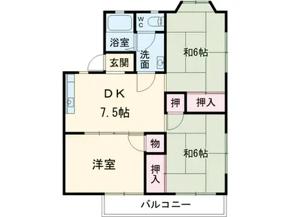 竹ノ下コーポB(3DK/1階)の間取り写真