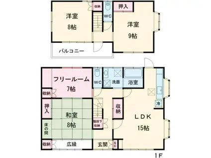 両毛線 栃木駅 徒歩18分 2階建 築24年(4LDK)の間取り写真