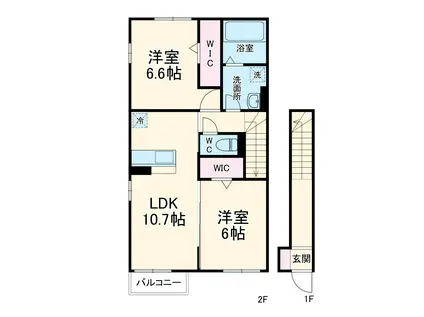 アムール フェール A棟(2LDK/2階)の間取り写真