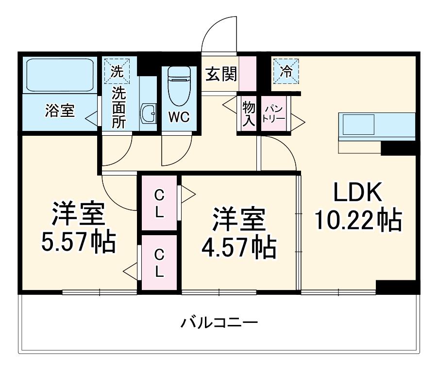 カメリアハイムY(2LDK/2階)の間取り写真
