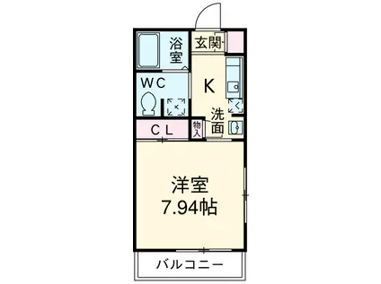 グランツA・T(1K/1階)の間取り写真