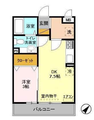 クレストフォート(1DK/1階)の間取り写真