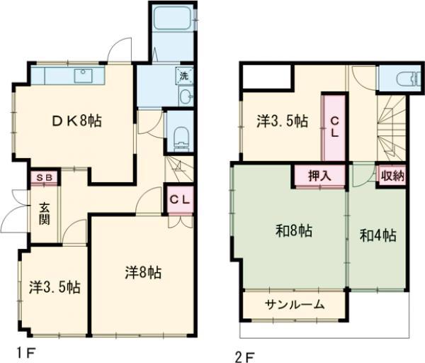 東急目黒線 奥沢駅 徒歩6分 2階建 築61年(5DK)の間取り写真