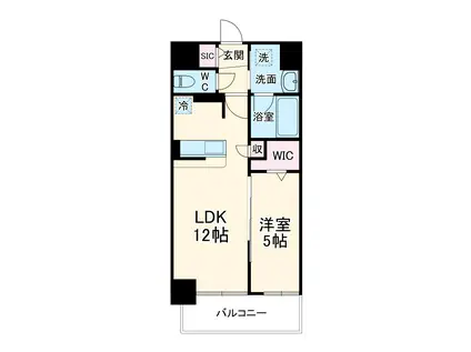 リュエルうめきた(1LDK/9階)の間取り写真