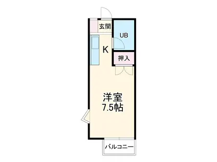 プリンスヒルA(ワンルーム/2階)の間取り写真