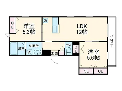 PACE FUJISAWA(2LDK/1階)の間取り写真