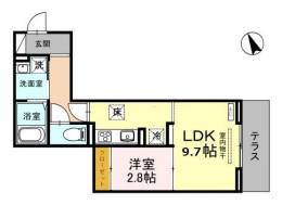 ディール北浦和Ⅰ(1LDK/3階)の間取り写真