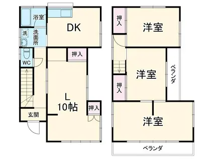 京成電鉄本線 八千代台駅 徒歩23分 2階建 築47年(4DK)の間取り写真