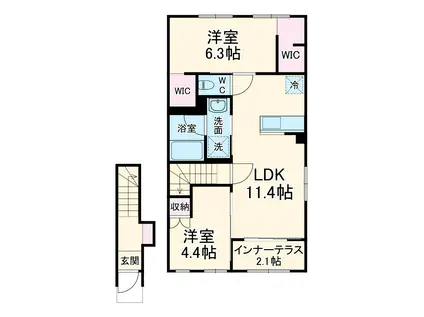 サニーサイド238(2LDK/2階)の間取り写真