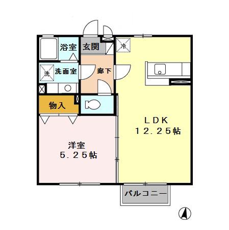 グラシアスナガヌマⅡ(1LDK/1階)の間取り写真